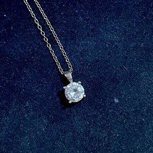 Dainty Cubic Zirconia & Sterling Silver Pendant w/ Chain